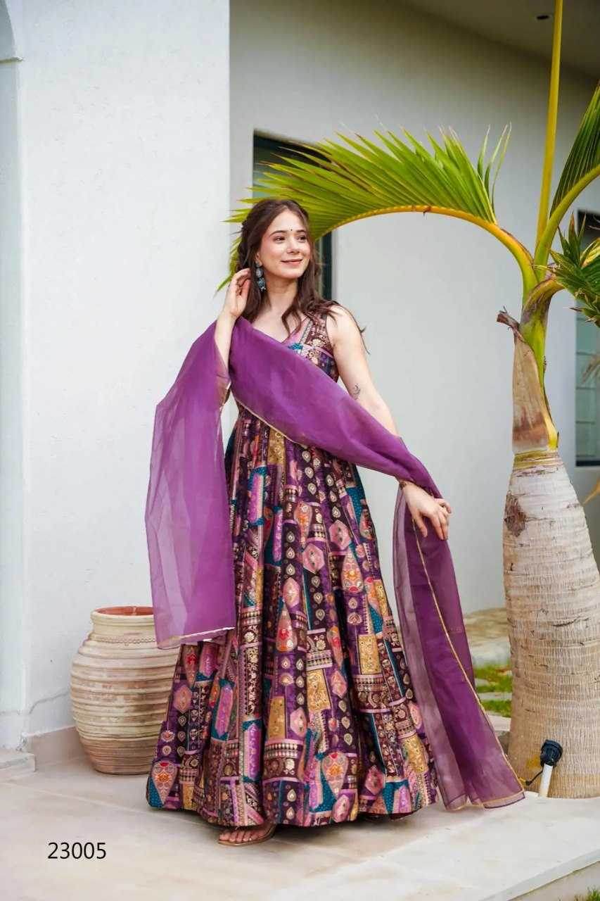 Silk Anarkali Long Gown - MYLUXURY LANE ENTERPRISE